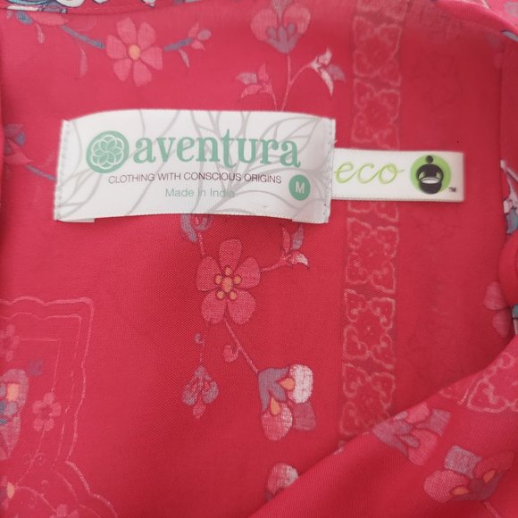 Aventura Stacia Dress Red Flower Print with Pockets Sz M - Picture 14 of 15